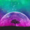 Galaxy Moon Tree Diamond Painting