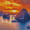 Ha Long Bay Vietnam At Sunset Diamond Painting