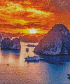 Ha Long Bay Vietnam At Sunset Diamond Painting