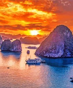 Ha Long Bay Vietnam At Sunset Diamond Painting