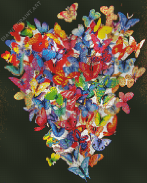 Heart Shape Butterflies Diamond Painting