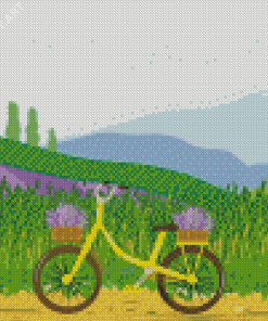 Illustration Bike In Field Diamond Painting