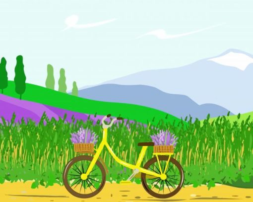 Illustration Bike In Field Diamond Painting