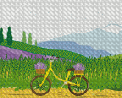 Illustration Bike In Field Diamond Painting