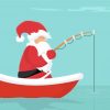 Illustration Santa Fishing Diamond Painting