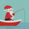 Illustration Santa Fishing Diamond Painting