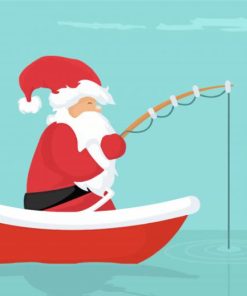 Illustration Santa Fishing Diamond Painting