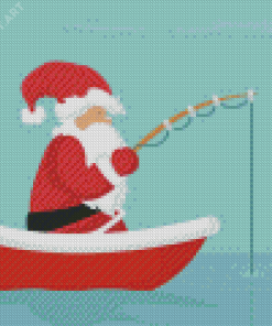 Illustration Santa Fishing Diamond Painting