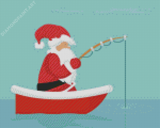 Illustration Santa Fishing Diamond Painting