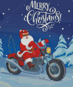 Santa With Motorcycle Diamond Painting