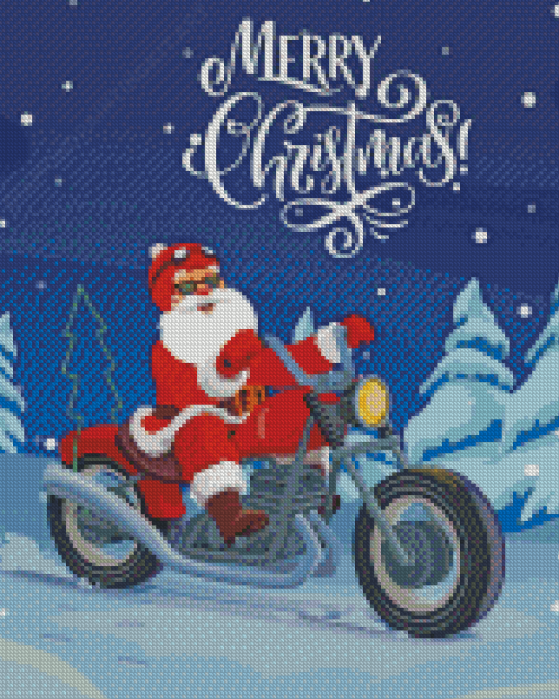 Santa With Motorcycle Diamond Painting