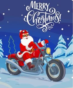 Santa With Motorcycle Diamond Painting