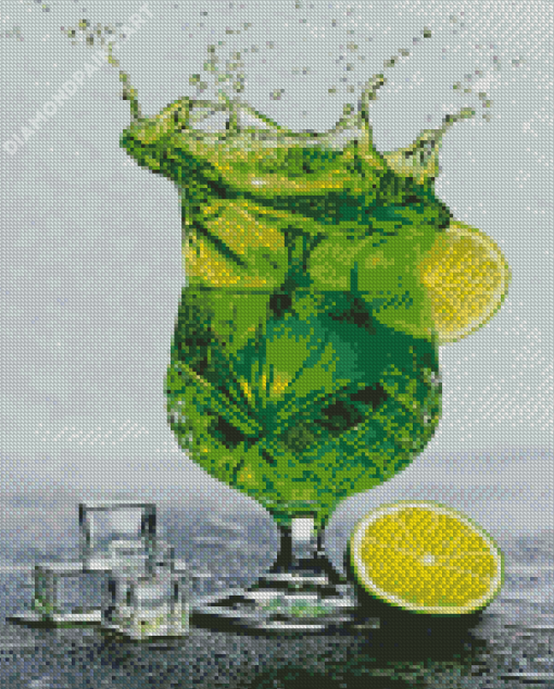 Lime Splash Drink Diamond Painting