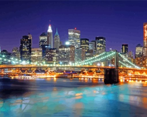 Manhattan Lights By Night Diamond Painting