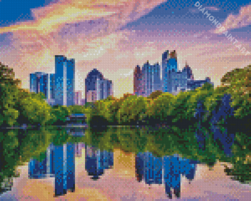 Piedmont Park Water Reflection Diamond Painting