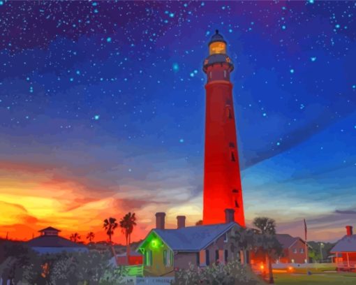 Ponce De Leon Lighthouse At Sunset Diamond Painting