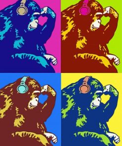 Pop Art Gorilla With Headphones Diamond Painting