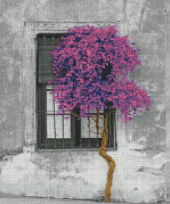 Purple Tree Window Diamond Painting