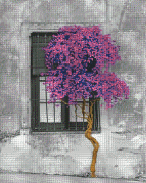 Purple Tree Window Diamond Painting