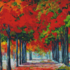 Red Alley Trees Diamond Painting