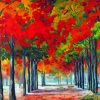 Red Alley Trees Diamond Painting