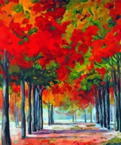 Red Alley Trees Diamond Painting