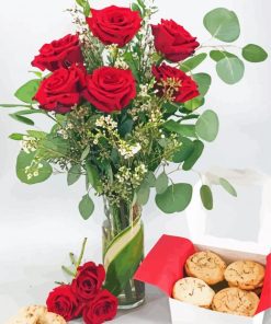 Roses With Valentine Cookies Diamond Painting