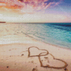 Romantic Hearts On Beach Diamond Painting