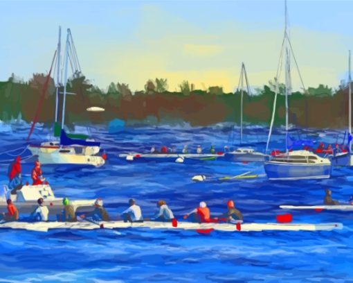 Rowers In The Sea Diamond Painting