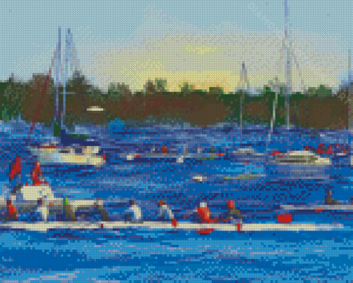 Rowers In The Sea Diamond Painting