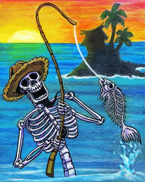 Skull Fishing In Hawaii Diamond Painting