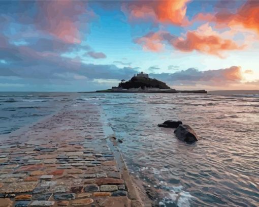 St Michaels Mount With Clouds Diamond Painting