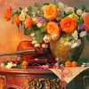 Still Life Roses And Violin Diamond Painting