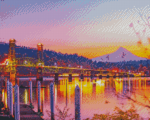 Sunset At Hood River Oregon Diamond Painting