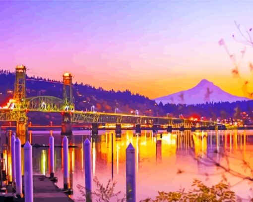 Sunset At Hood River Oregon Diamond Painting