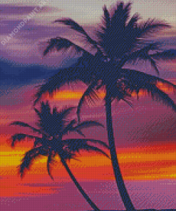 Sunset Palm Trees Diamond Painting