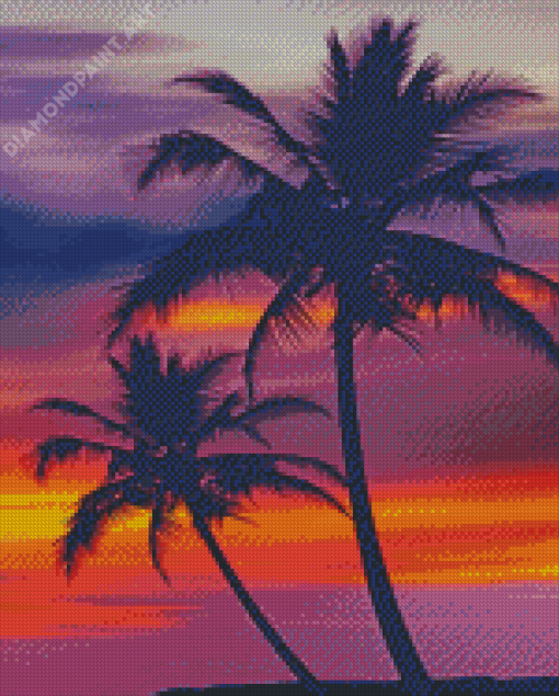 Sunset Palm Trees Diamond Painting