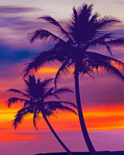 Sunset Palm Trees Diamond Painting