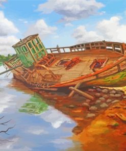 The Abandoned Boat Diamond Painting