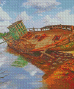 The Abandoned Boat Diamond Painting