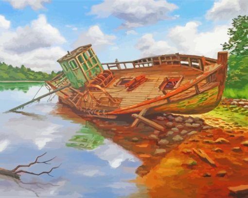 The Abandoned Boat Diamond Painting