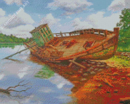 The Abandoned Boat Diamond Painting