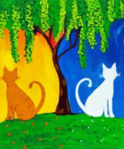 Night And Day Cats Art Diamond Painting