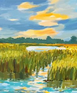 Water Marsh And Grass Art Diamond Painting