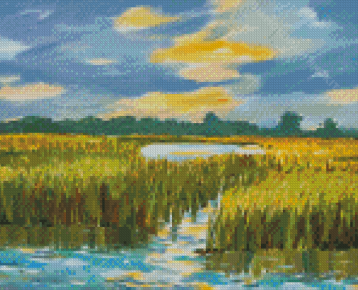 Water Marsh And Grass Art Diamond Painting