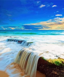 Waterfall Beach Scenery Diamond Painting