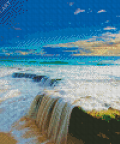 Waterfall Beach Scenery Diamond Painting