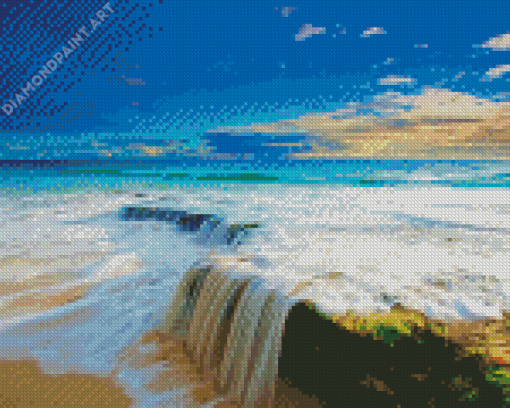 Waterfall Beach Scenery Diamond Painting