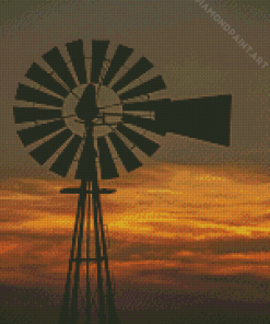 Western Windmill Silhouette Diamond Painting