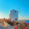 Windmill In Paros Greece Diamond Painting